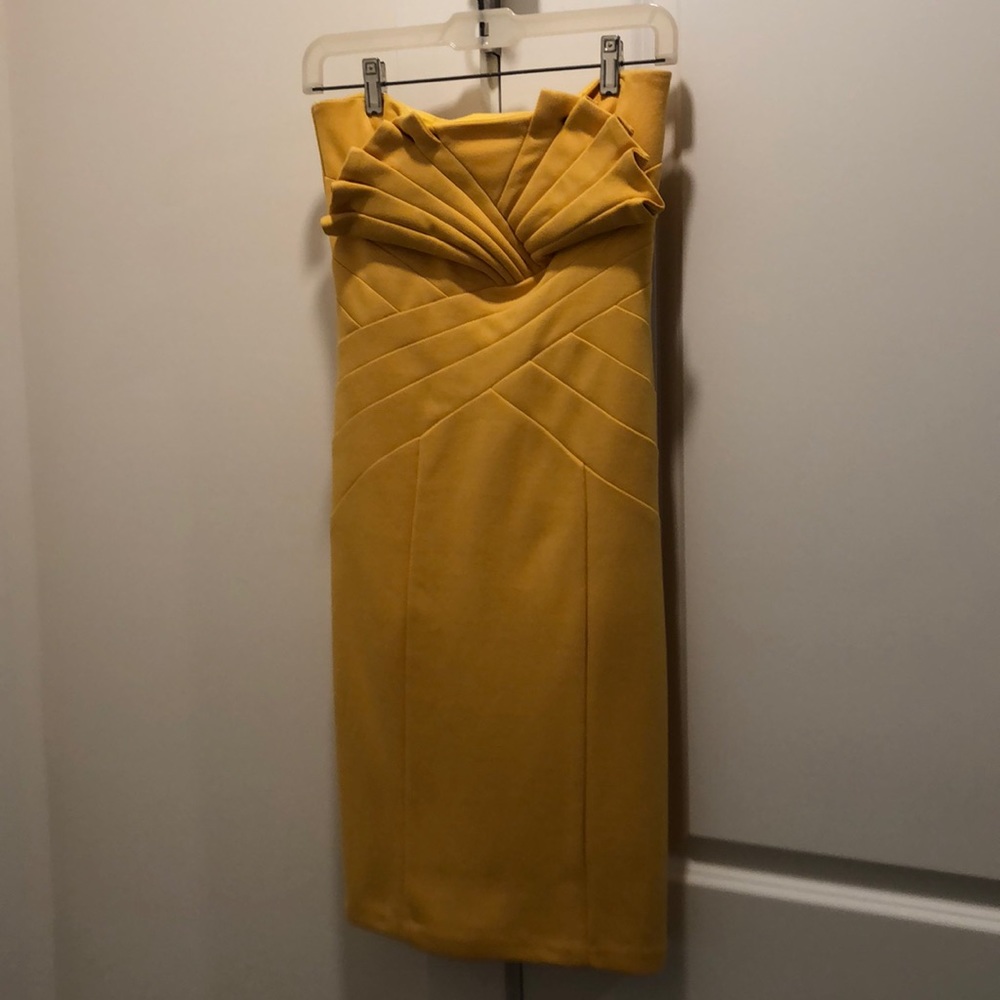 Mustard cocktail dress
